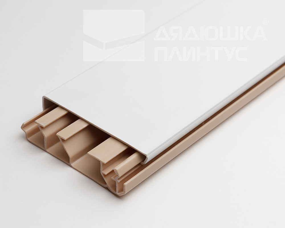 Крышка плинтусного кабельного канала GraceElectro, 20x80 мм, 2м. Белый